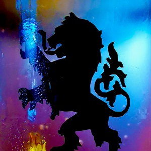 Lion sur un verre coloré, gouttes d'eau - Belgique  - collection de photos clin d'oeil, catégorie clindoeil